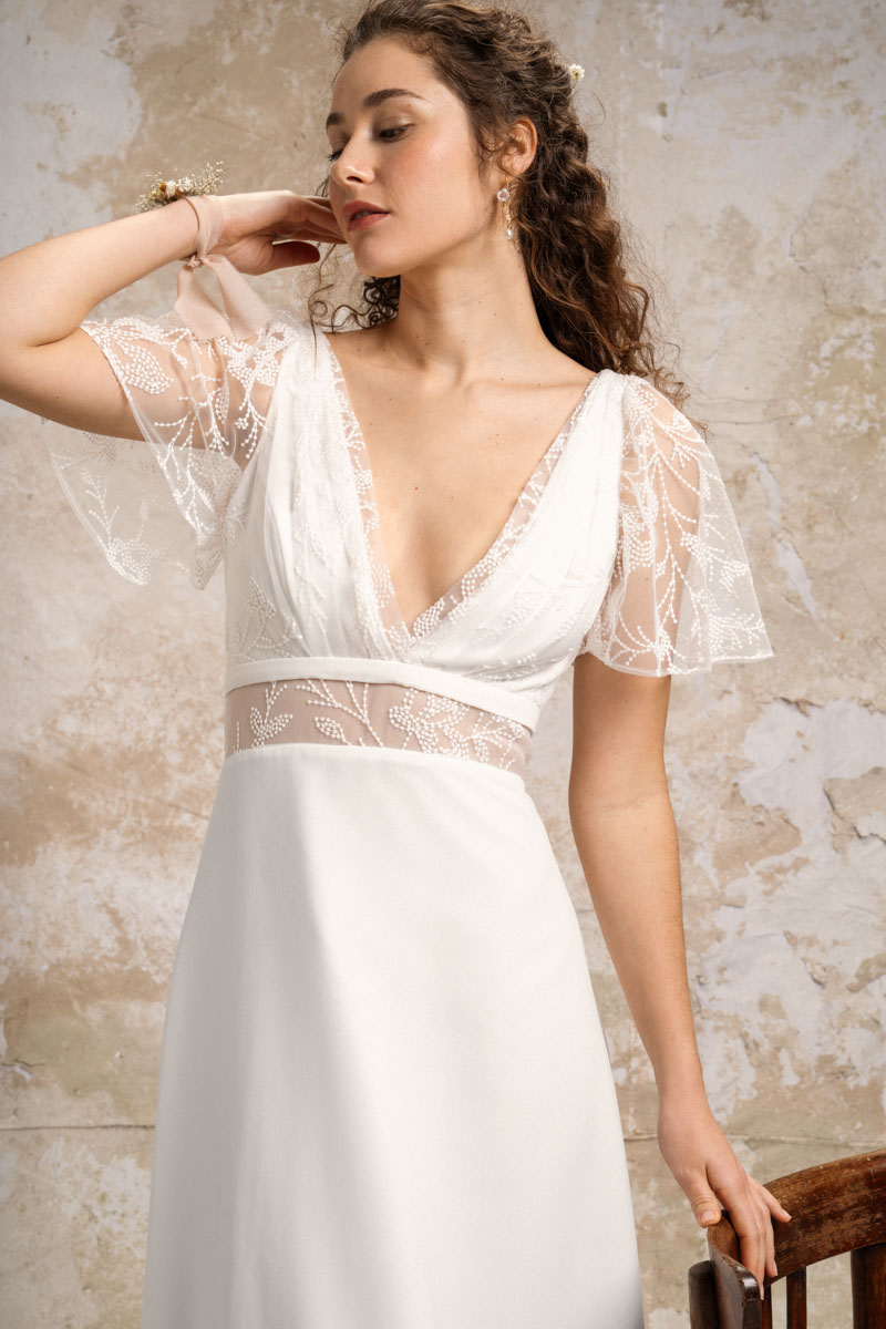 Robe de mariée en noir et blanc